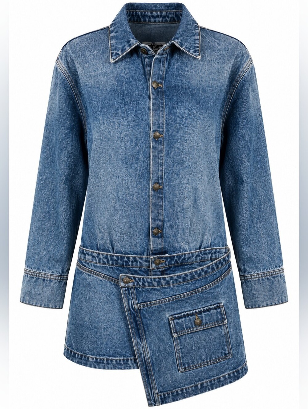 KBB by Kahlana The Asymm Denim Dress XS Acid Wash Mini NWT Coastal Cowgirl Rodeo